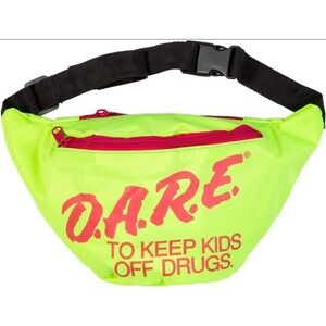 DARE Fanny Pack Waist Bag Unisex OS Neon Yellow Pink Retro 90s Graphic Festival